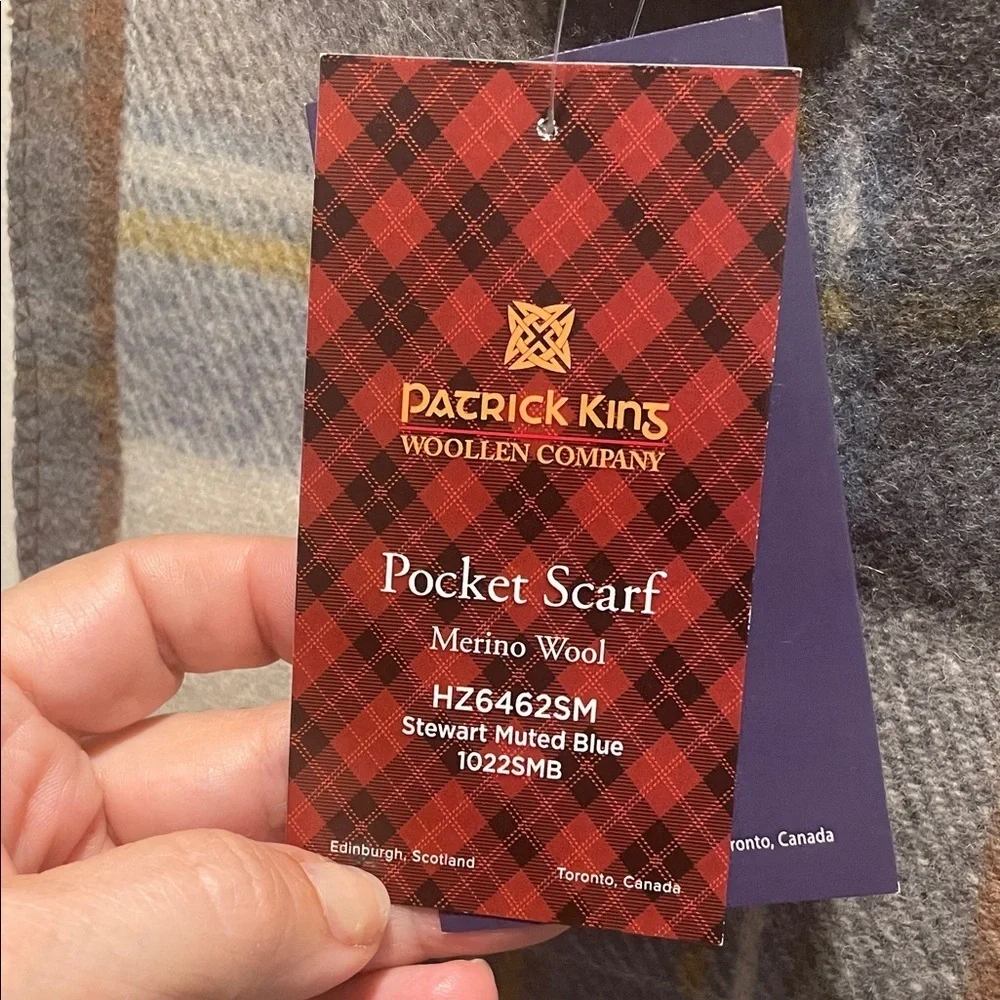 Patrick King Woollen Co Scottish Tartans Classic Plaid Scarf in Blue and Brown